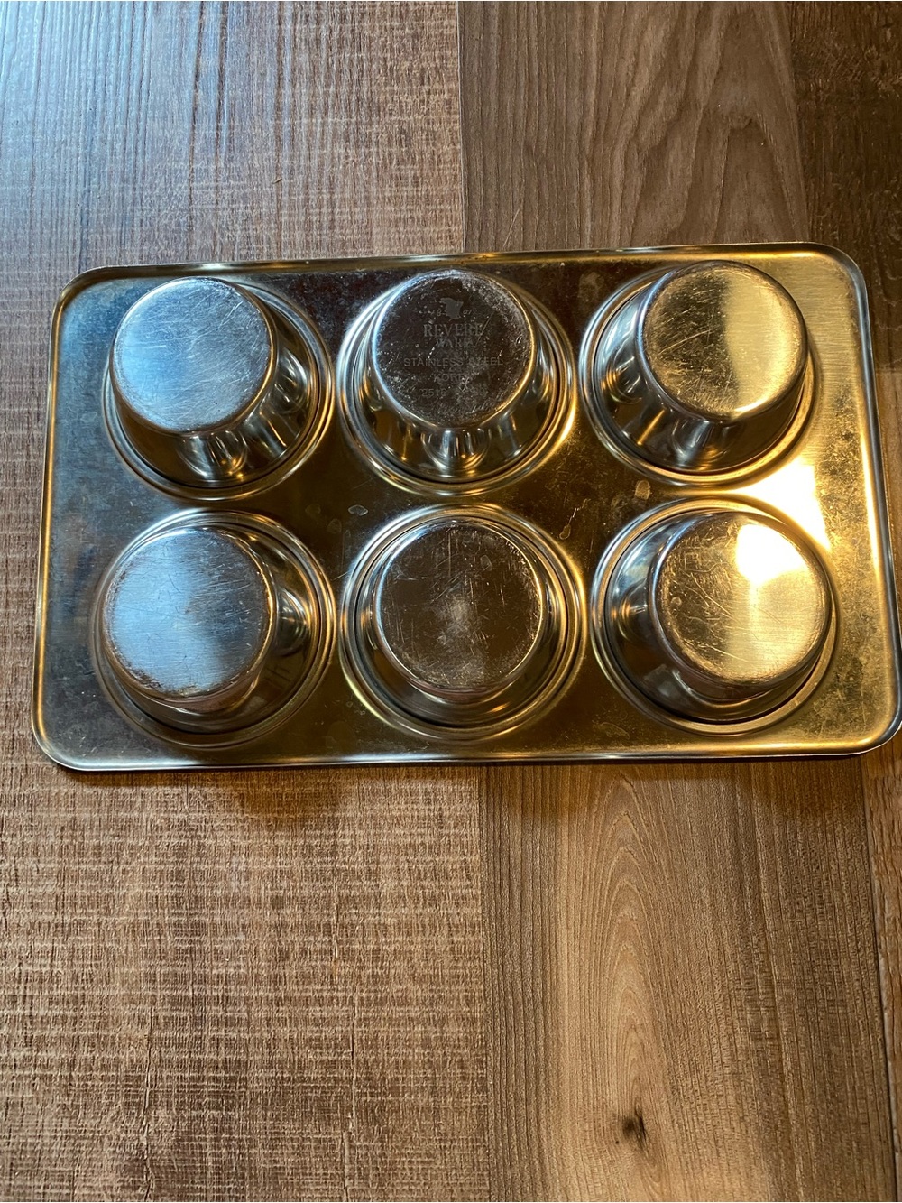 6-Cup Stainless Steel Muffin Pan Set in Silver - Non-Branded Vintage - Picture 4 of 6
